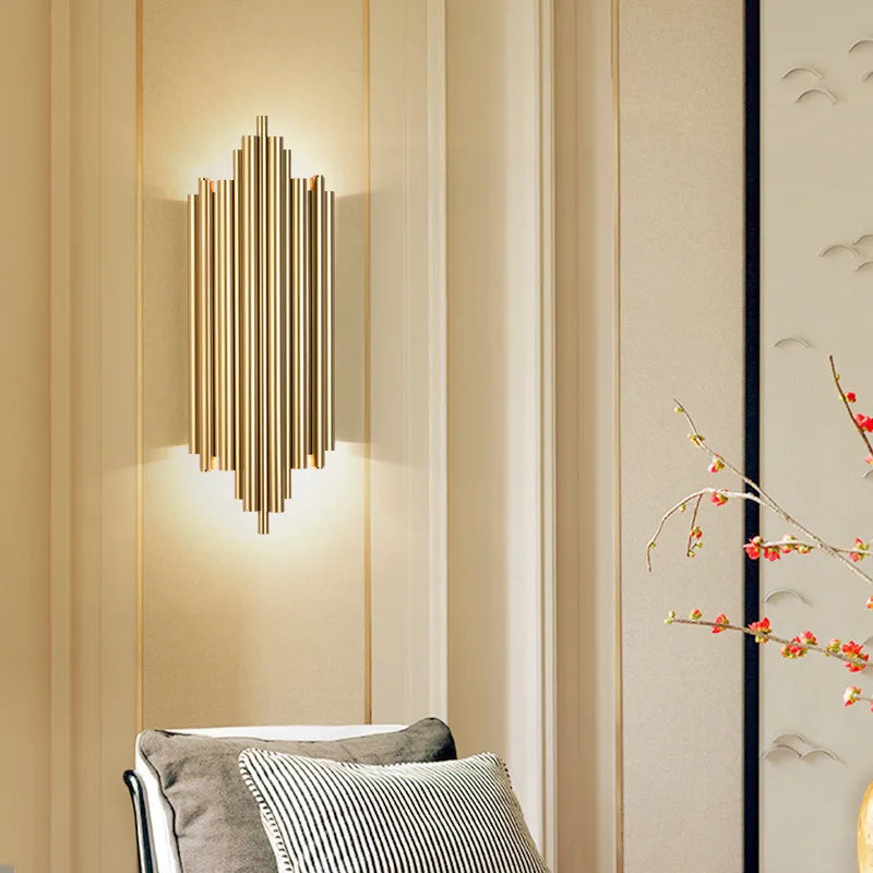 Günstig Gold Metall Rohr Körper wohnzimmer Led Wand Lampen Oberfläche montieren Schlafzimmer Nacht Wand Licht Wand Dekoration Nordic Loft Wand leuchte