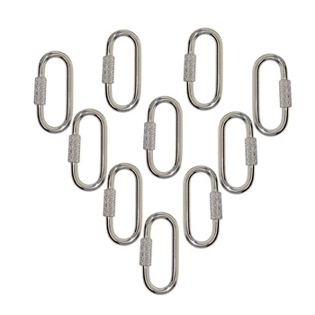 

10Pcs Stainless Steel Small Hiking Carabiner Fastener Hook Screw Locking for High Altitude Operations, Keychain and so on