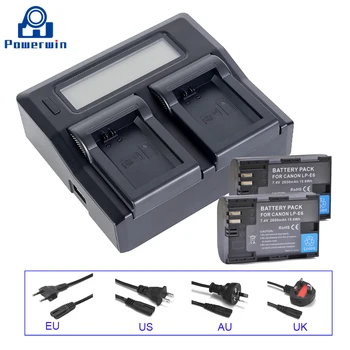 

Powerwin 3PCS LP-E6 2650mAh 7.4V LP-E6N Battery EU US AU UK Plug LCD Dual Charger for Canon EOS 7D 60D 5D Mark II 5D Mark III 5D