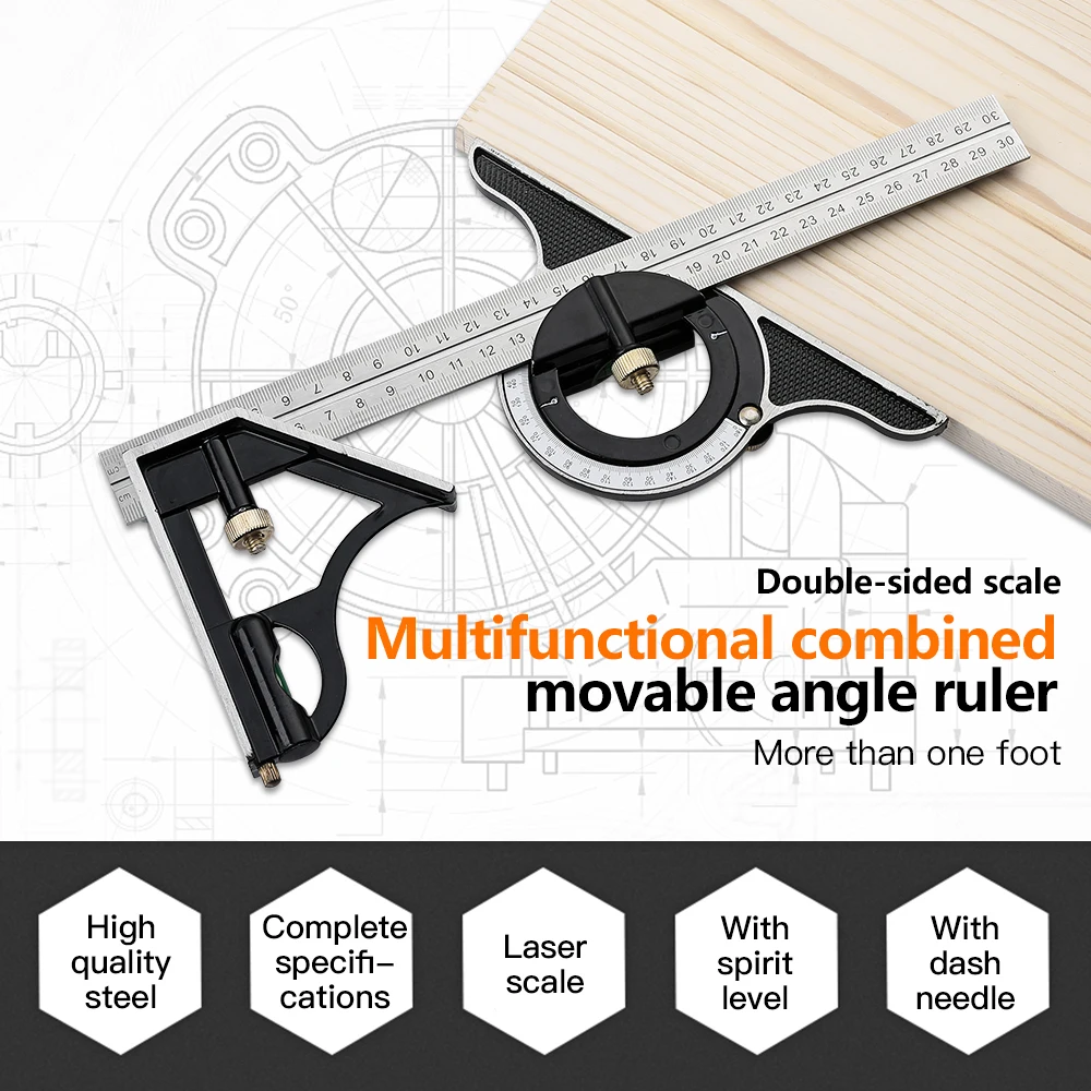 Escuadra Combinada, Regla De ángulo Recto, Ajustable Para Ingenieros  Amonsee Combination Angle Ruler Engineer Ruler
