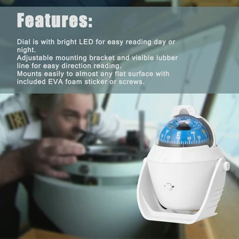 

High Precision Accuracy LED Pivoting Compass Sea Marine Electronic Boat Ship Vehicle Car Compass Navigation Positioning