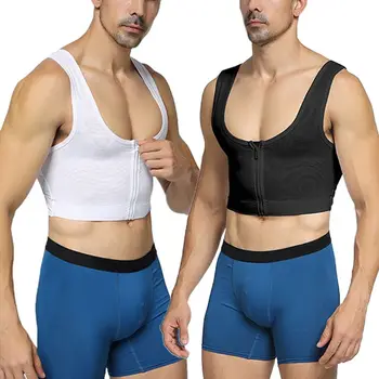 

Men Mesh Crop Top Shapewear Zipper Body Shaper Slimming Vest Cross Undershirt Y1AC
