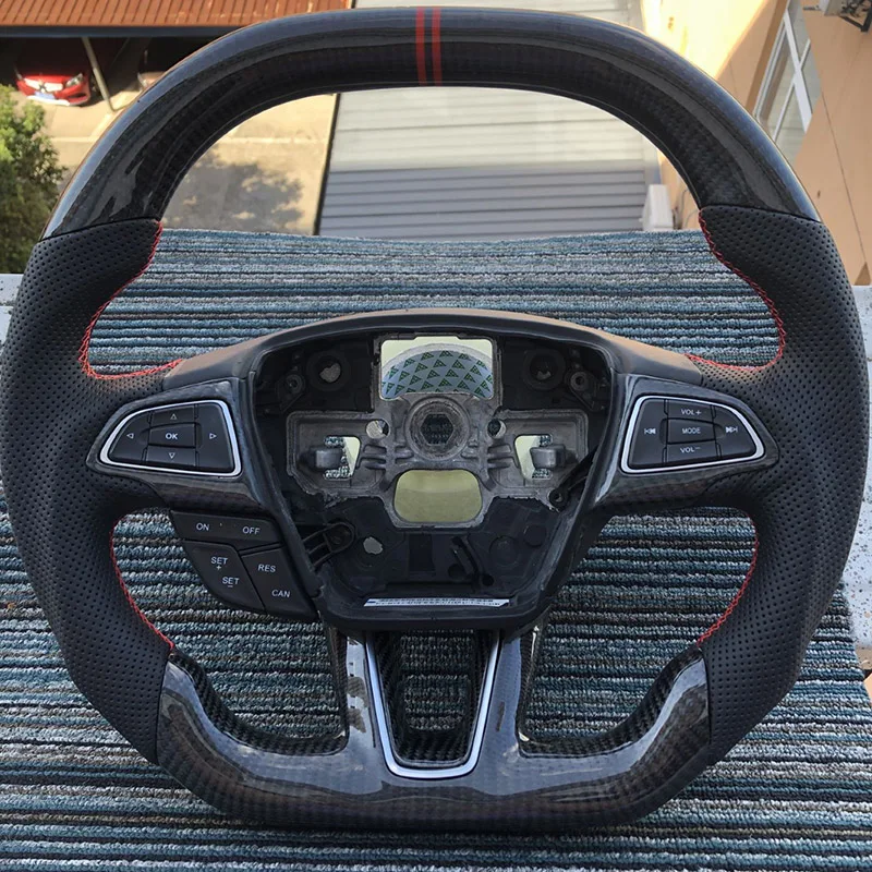 

Flat Private Custom Carbon Fiber Steering Wheel Racing Steering Wheel For Ford Focus 2014-2018