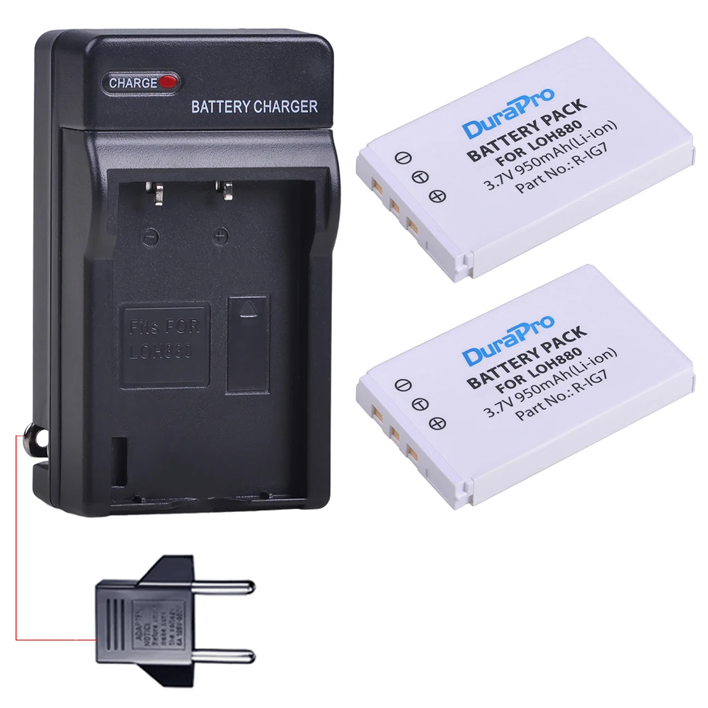 Batteria Per Fotocamera R-Ig7 Da 950Mah + Caricabatterie Da Parete Per Logitech Harmony Loh880 900 720 850 880 885 890 Pro H880 Telecomando Universale