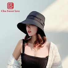 Летняя Солнцезащитная шляпа с защитой от ультрафиолета и широкими полями из хлопка и льна для женщин, Панама для отдыха, складная Панама с большими полями, Корейская пляжная Солнцезащитная шляпа