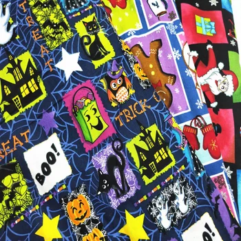 

145cm Wide 100% Cotton Fabrics for Sewing Quilting Material DIY Handmade Christmas Halloween Cloth Fabric Patchwork Accessories