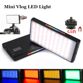 

Full Color RGB LED Video Light Dimmable on Camera Photography Lighting Video Studio Lamp Cold Shoe for Mic DSLR Light Vlogging