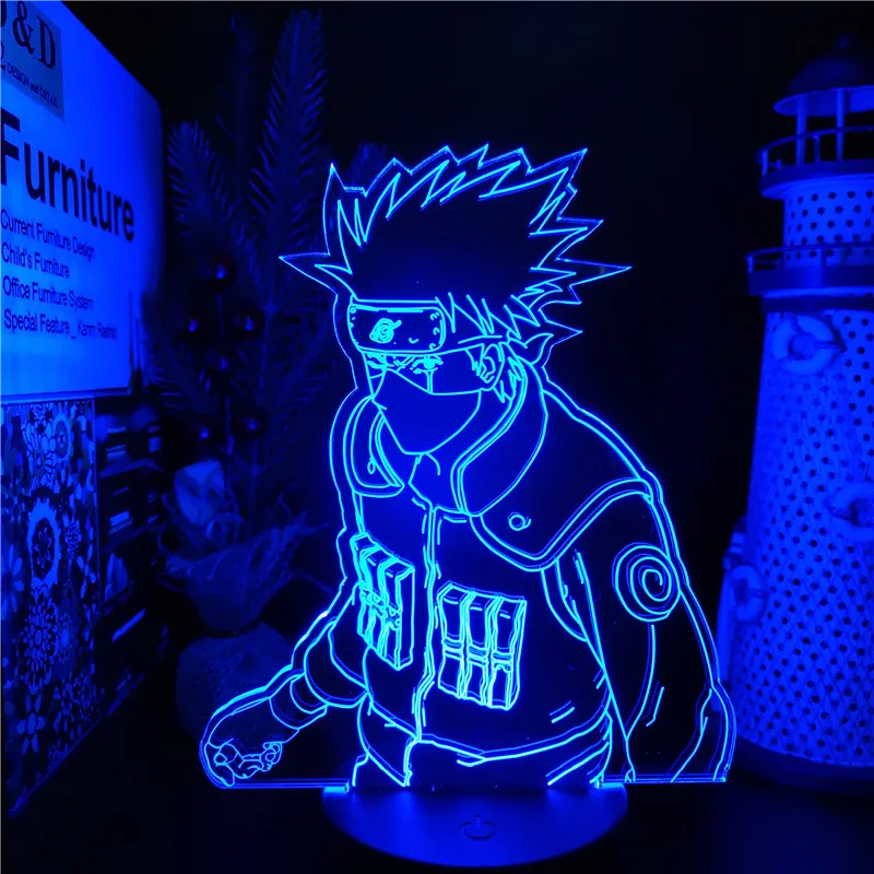 Hatake Kakashi 3D Night Light Naruto Shippuden Anime Figure LED Lamp Kid Bedroom Decoration Lampara Gift Desk Manga Lampe Kawaii | Освещение