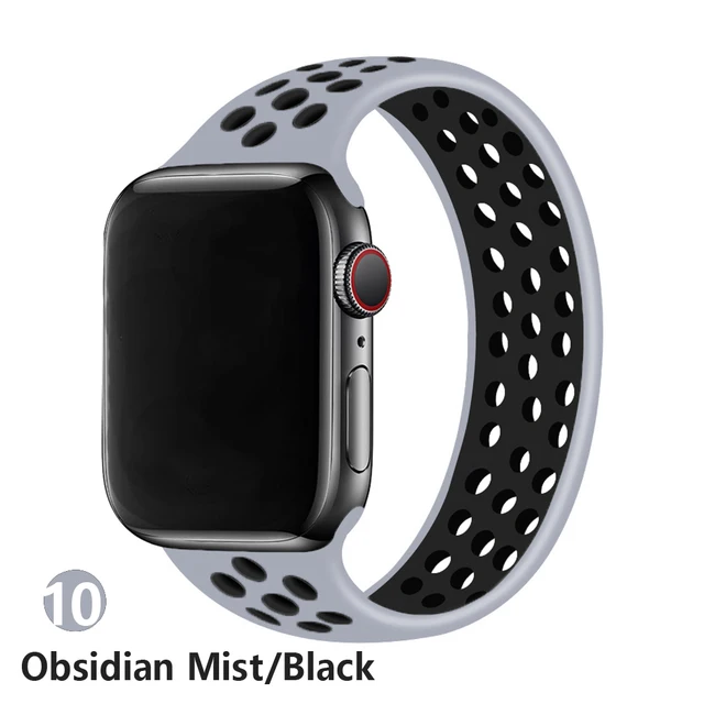 Solo Loop strap For Apple Watch Band 44mm 40mm 38mm 42mm Breathable silicone Elastic Belt bracelet band iWatch Series 3 4 5 SE 6 obsidian black