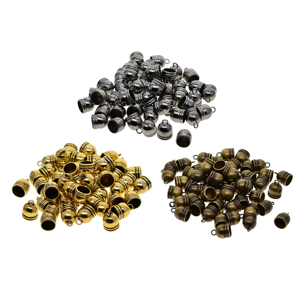 50pc Bell End Cap Bead Stopper Fit 10mm Leather Taseel Cord DIY Jewelry Findings