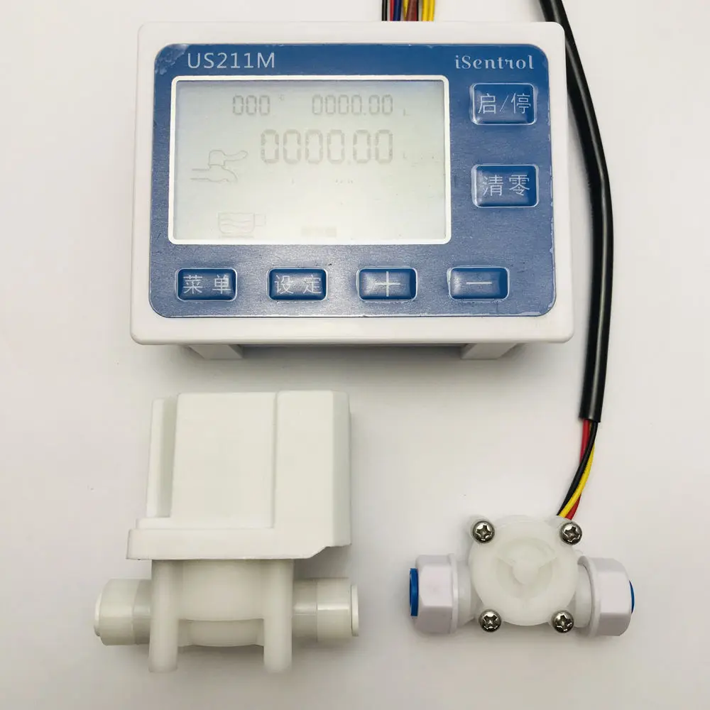 

US211M-PE Hall Water Flow Sensor Reader 24V Flow Reader with USN-HS08TA hall effect water flow sensor power adaptor included