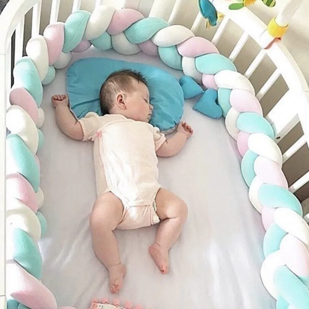 Baby Colorful Soft Knot Pillow Braid Crib Bumper Decorative Bedding