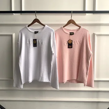 

The Drew House Logo Embroidery Distressed Women Men Long Sleeve T shirt Sweatshirt Hiphop Oversized Justin Bieber Cotton T shirt