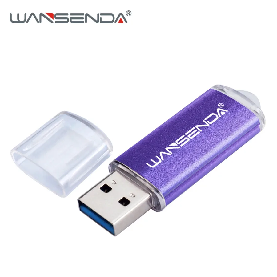 Фиолетовый Новинка WANSENDA флеш-накопитель USB 3,0, 128 ГБ, 64 ГБ, металлическая ручка-накопитель, 32 ГБ, 16 ГБ, 8 ГБ, флешка, 256 ГБ, Высокоскоростной USB 3,0, флеш-карта памяти - Цвет: Фиолетовый