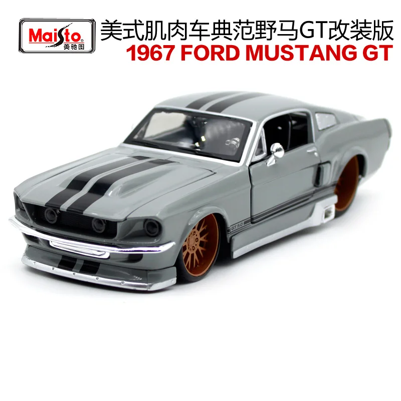 Модель автомобиля Maisto 1:24 1967 Ford Mustang GT серая и желтая литая модель игрушечная новая