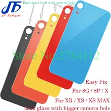Reemplazo de la cubierta de cristal de la batería del agujero de la cámara para iPhone 8 Plus X XR XS MAX SE2, 10 unidades