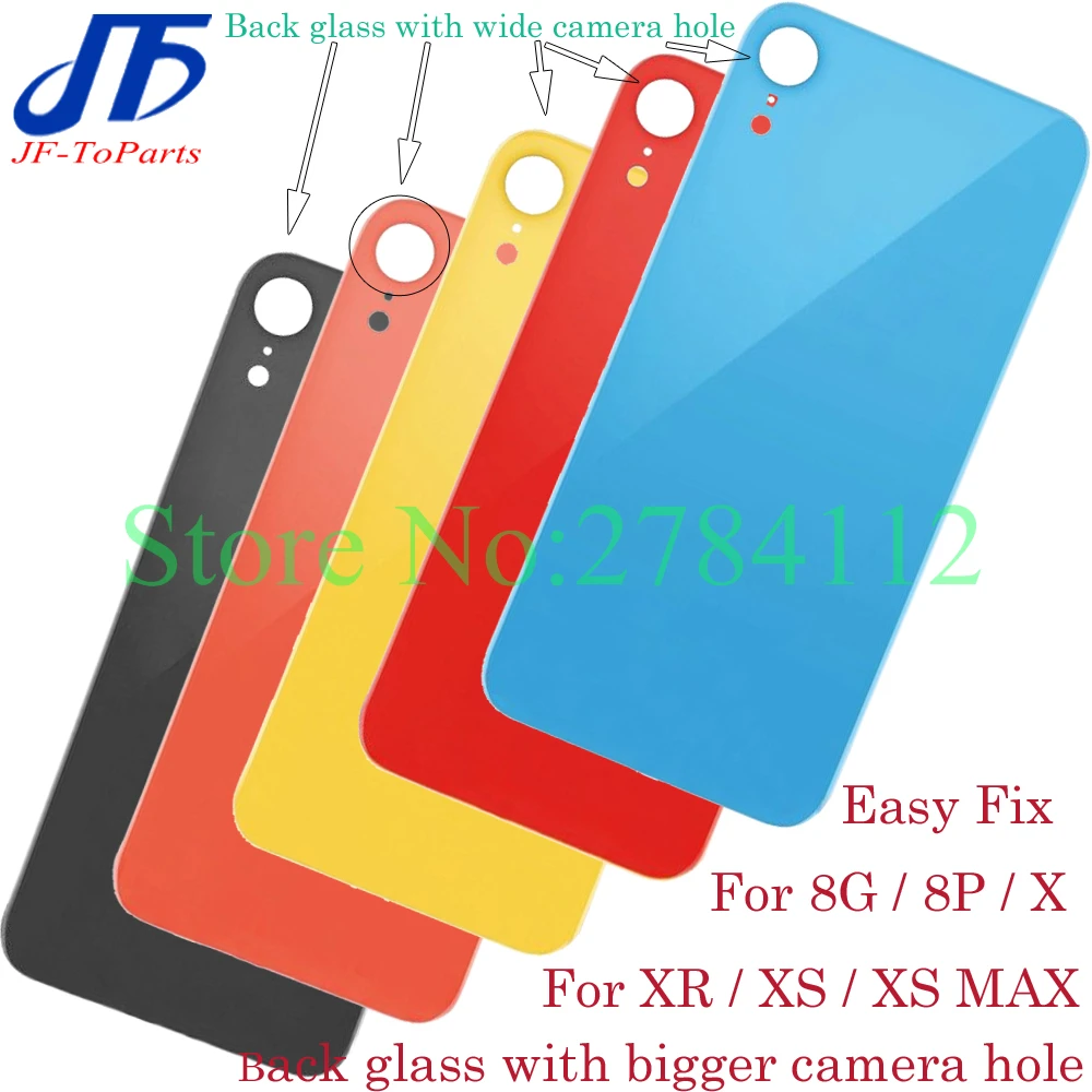 10Pcs With Wide Bigger camera hole Back Battery Glass Cover Replacement For iPhone 8 Plus X XR XS MAX SE2 Rear Housing Door phone frame for video