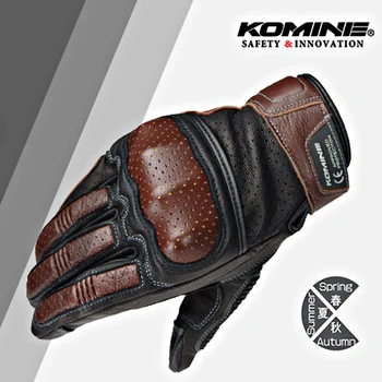 

GK-217 Men Retro Motorcycle Racing Gloves Goatskin Full Finger Motorbike Motorsport Touch Screen Gloves Moto Luvas Brown Black