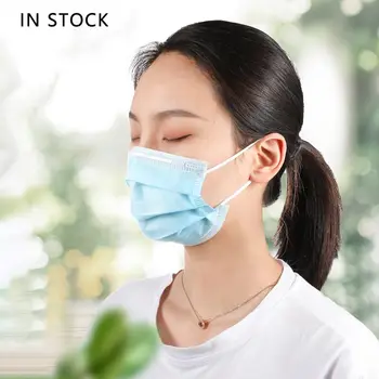 

100PCS Three Layer Mouth Mask Disposable Dust Proof Meltblown Nonwoven Adult Flu Face Masks Protection