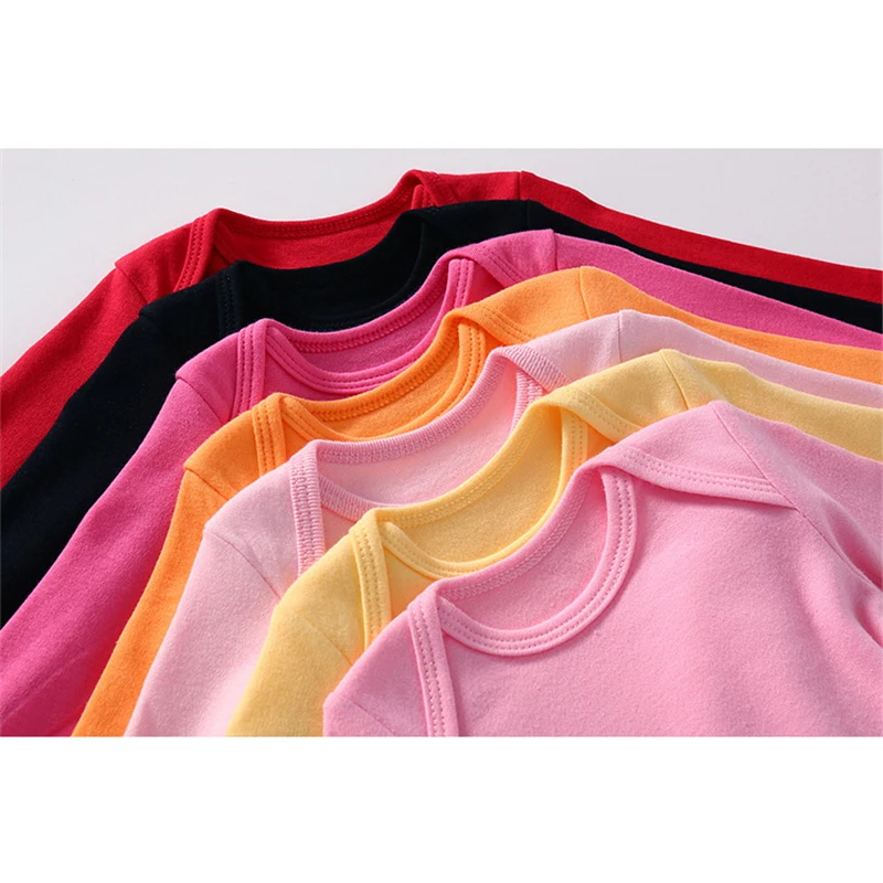 Baby Clothes Solid Color Boy Girls Romper Newborn Long Sleeve 100% Cotton Jumpsuit Bebe Spring Classic Clothes Tops Tees 4
