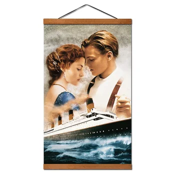 

Titanic Classic Movie Poster Hanging Scroll Canvas Painting With Solid Wood Wall Art Pictures