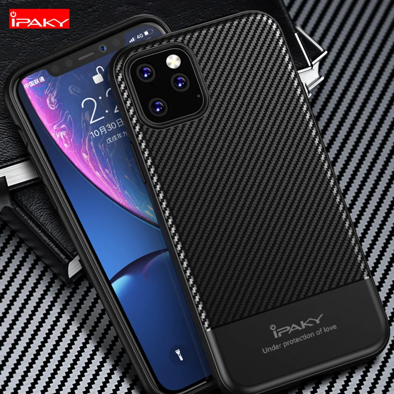 IPAKY 11pro max силиконовый чехол Роскошный мягкий ТПУ/углеродное волокно задняя крышка для apple iphone 11 pro max противоударные телефонные чехлы