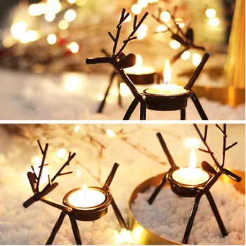 

Christmas Iron Elk Candle Holders Table Decor Merry Christmas Decor For Home Xmas Noel Happy New Year Christmas Home Decor