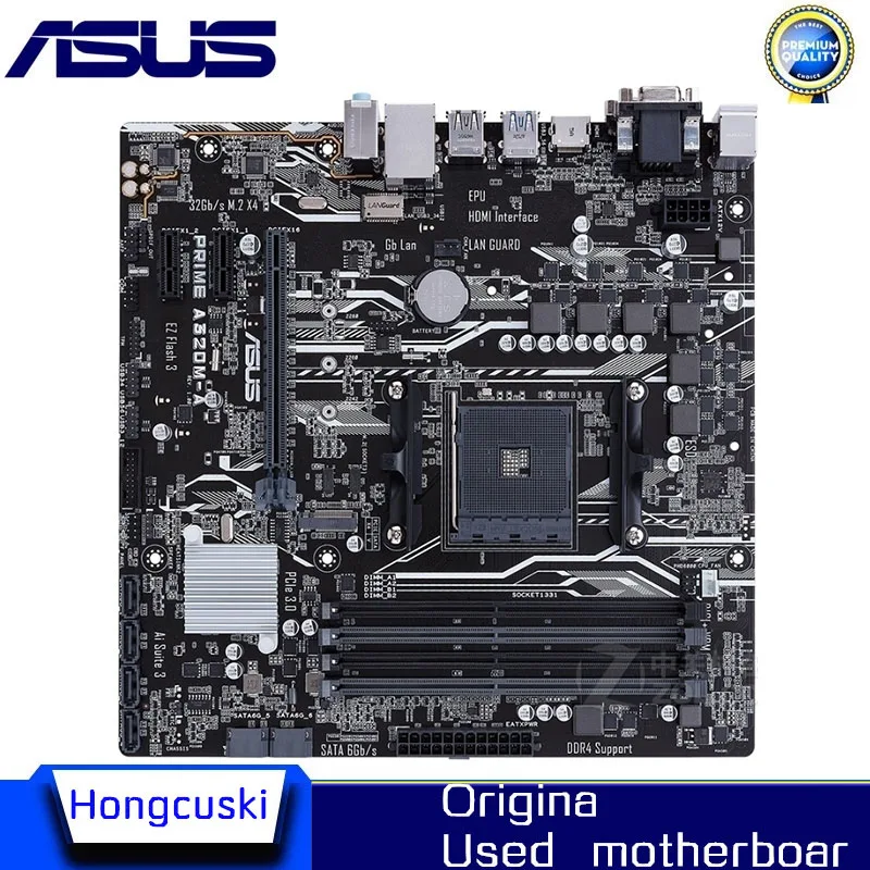 

Для ASUS PRIME, оригинальная б/у материнская плата, разъем AM4 DDR4 USB3.0 SATA3 A320, Настольная материнская плата