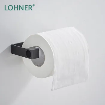

Lohner New Alumimum Toilet Paper Towel Holder Black Hole-Free Mobile Phone Tissue Nordic Roll Stand Wall Hanging Zotobon