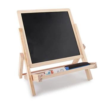 

42x31cm Double-sided Kids Drawing Pad Pine Wood Easel Painting Writing Message Blackboard Erasable Whiteboard Chalkboard Toy