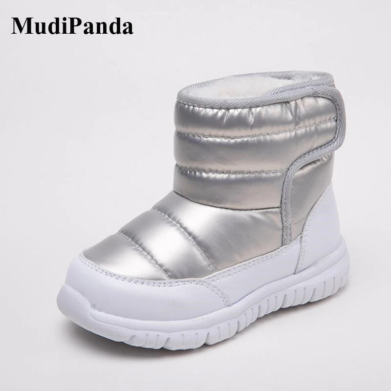

MudiPanda Children's Shoes Snow Boots Unisex New Winter Boys Thick Plush Shoes Solid Girls Warm Shoes Kids Short Boots Student