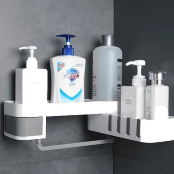 

Multifunctional Bathroom Corner Shower Shelf Wall Mounted Kitchen Storage Holder for Household Bathroom Accessories
