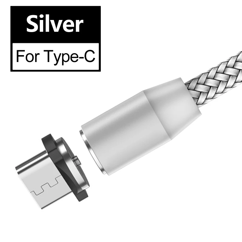 Магнитный usb-кабель для быстрой зарядки данных Шнур для телефона зарядное устройство для samsung Galaxy A90 A80 A70 A60 A50 A40 A30 M30 S10 5G Быстрый провод - Цвет: Silver Type-C Cable