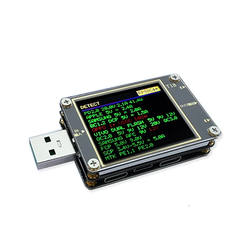  T18-X6 USB Tester Voltage Current Voltmeter Meter HD Color QC4+ PD3.0 QC2.0/QC3.0 PPS Fast Charging