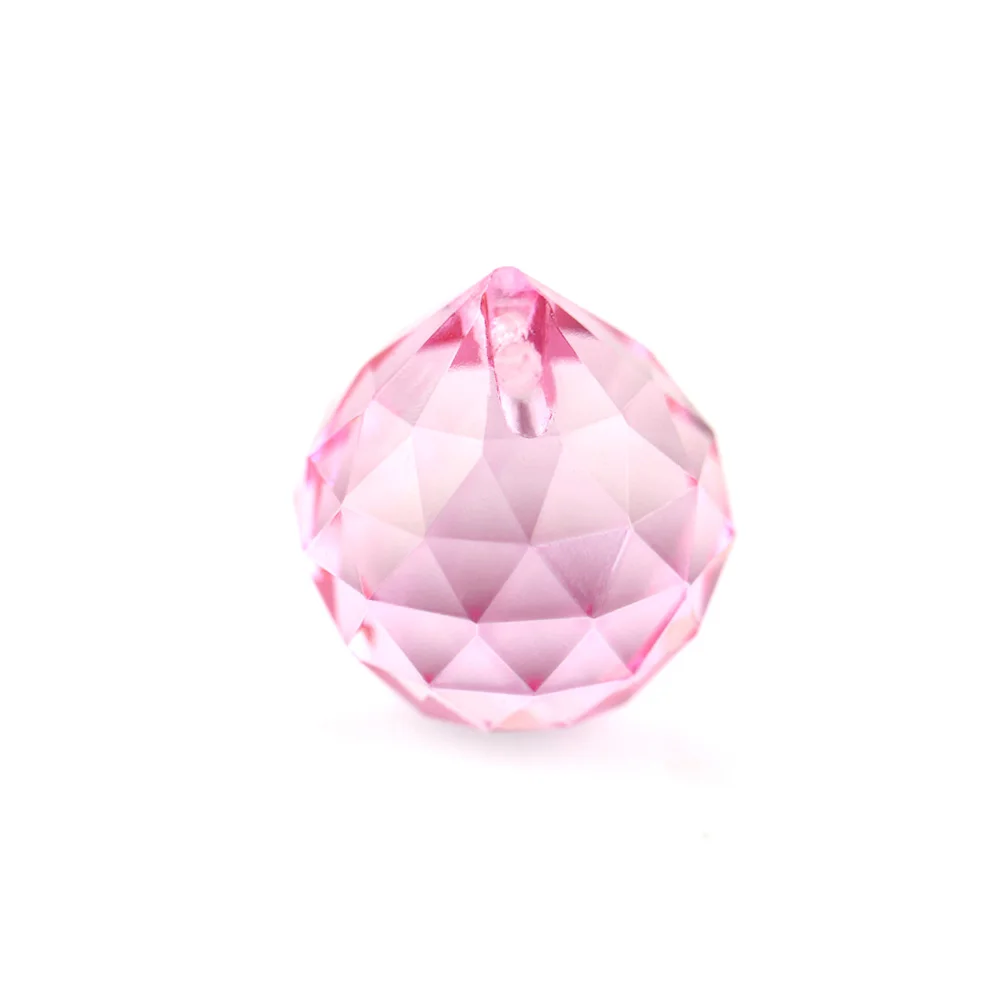 Хрустальный шар Призма 15 мм-40 мм граненый стеклянный шар фэн-шуй смешанный цвет хрустальные призмы стеклянные кристаллы для люстры - Цвет: pink