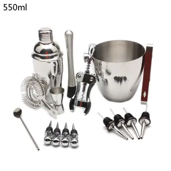 

Kit Cocktail Shaker Bar Set – Complete 16-Piece Premium Quality Stainless Steel Cocktail Shaker Muddler Bar Spoon U90A