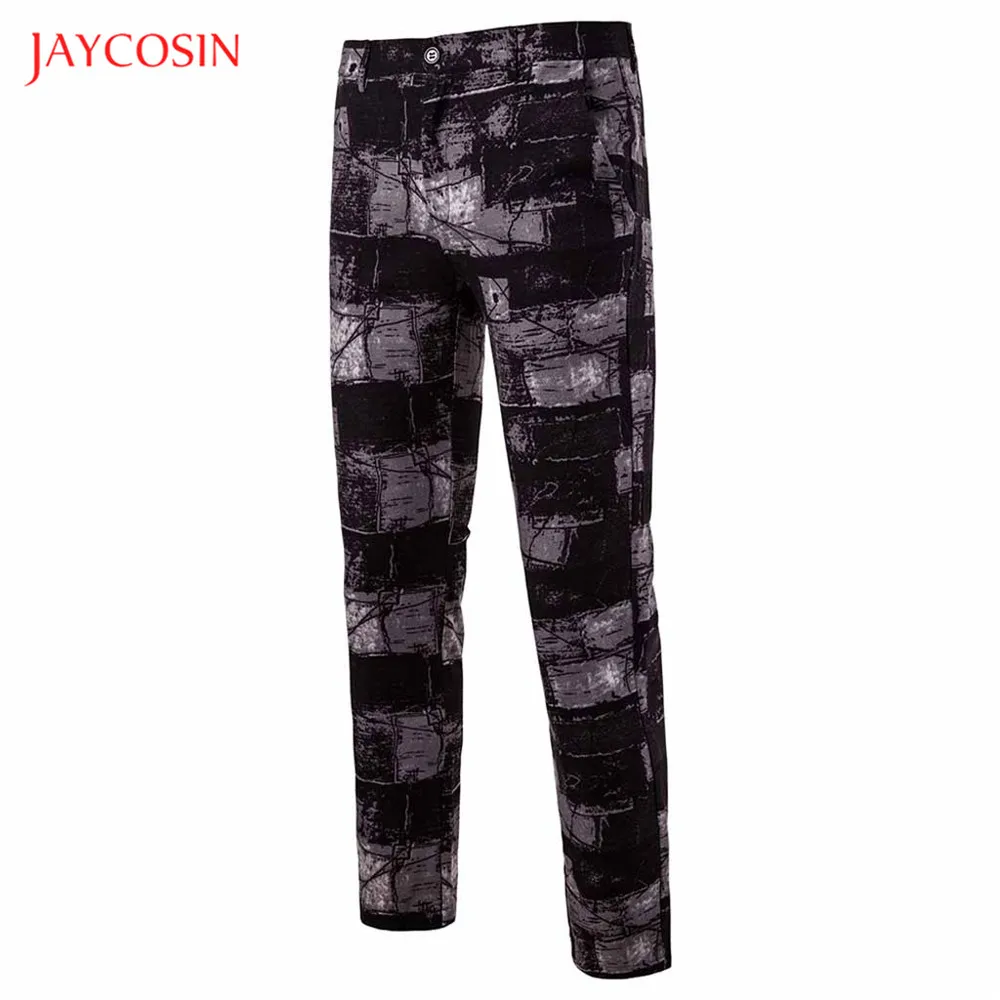 Joycosin мужские брюки для ночного клуба, модные уличные новые брюки, повседневные мужские брюки с темным кирпичным принтом, лоскутные брюки, прямые официальные штаны для вечеринки
