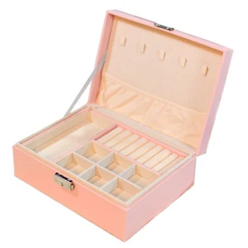 

Exquisite Jewelry Box Women Leather Necklace Rings Earrings Bracelet Storage Organizer Display Case LBShipping