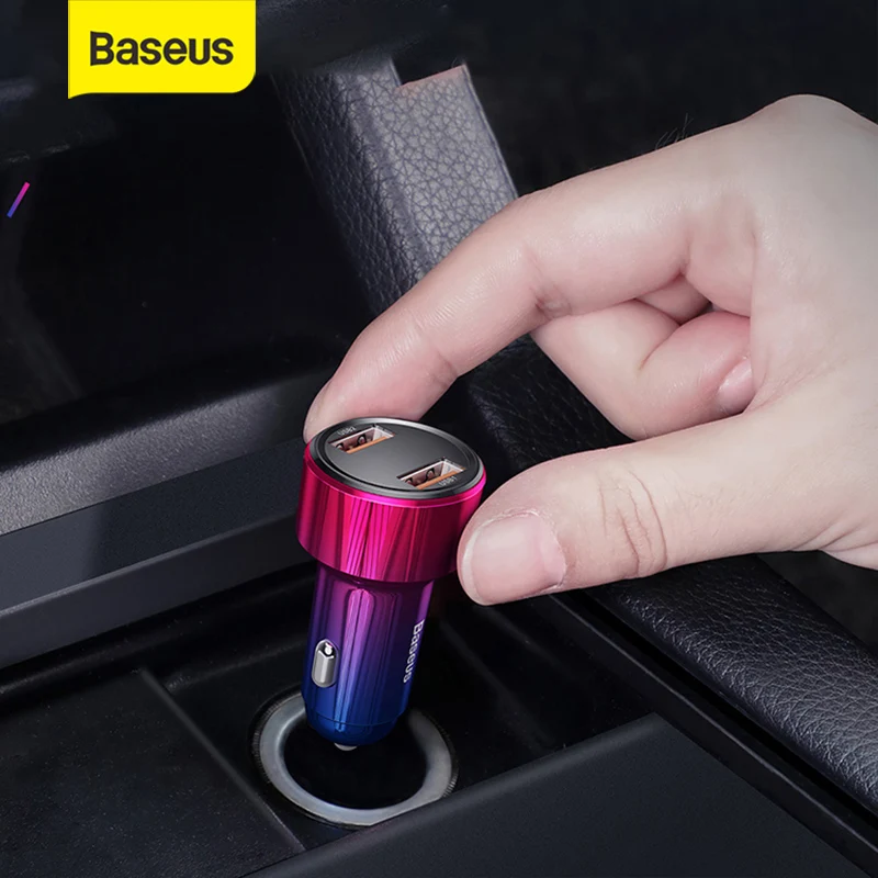 Автомобильное зарядное устройство Baseus с двумя Usb портами QC 3 0 4 быстрая зарядка 6 А