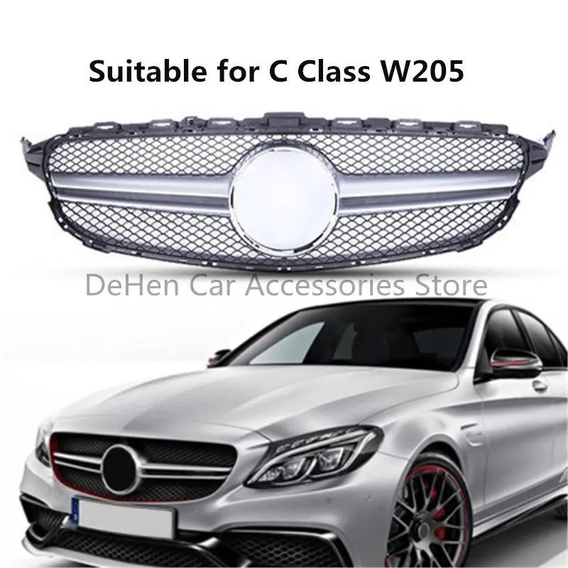 Решетка решетки переднего бампера AMG стиль для Benz C Class(+) W205 C180 C200 C300 без логотипа центра Спортивная решетка