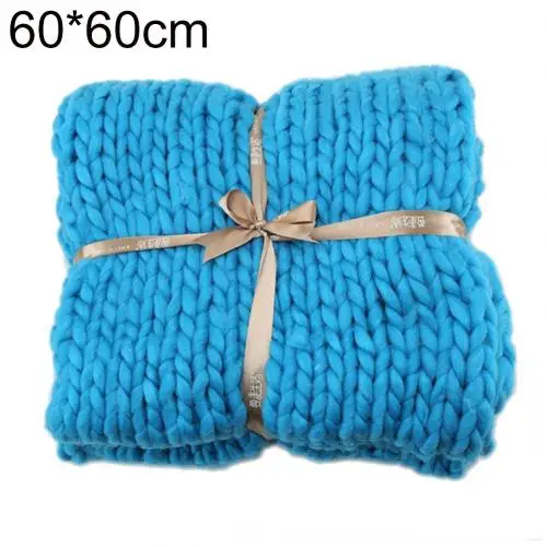 60*60/80*100 одеяло из пряжи ручного вязания толстое объемное мягкое теплое одеяло для сна s зимнее теплое одеяло s для кроватей - Цвет: Blue 60by60cm