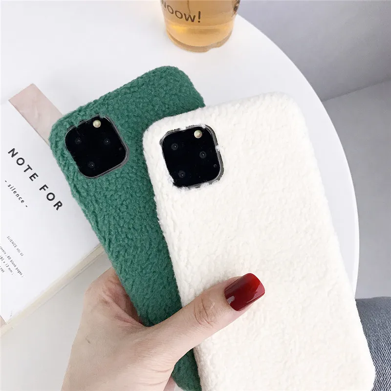 KJOEW плюшевый теплый пушистый чехол для iPhone 11 Pro 2019 X XR XS Max 7 8 6 6s Plus однотонный