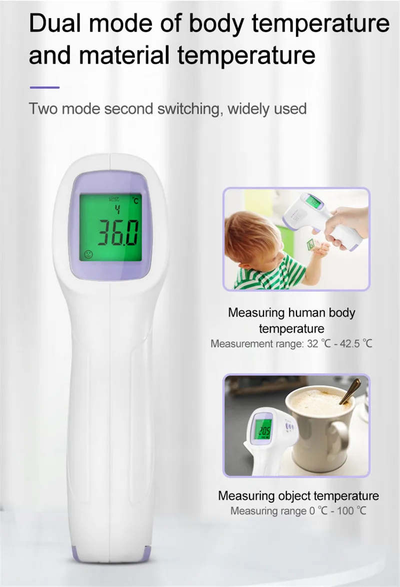

IR Infrared Digital Non-Contact Forehead Thermometer Baby Adult Ear Temperature 1s Temperature Measurement Material Water Temp.