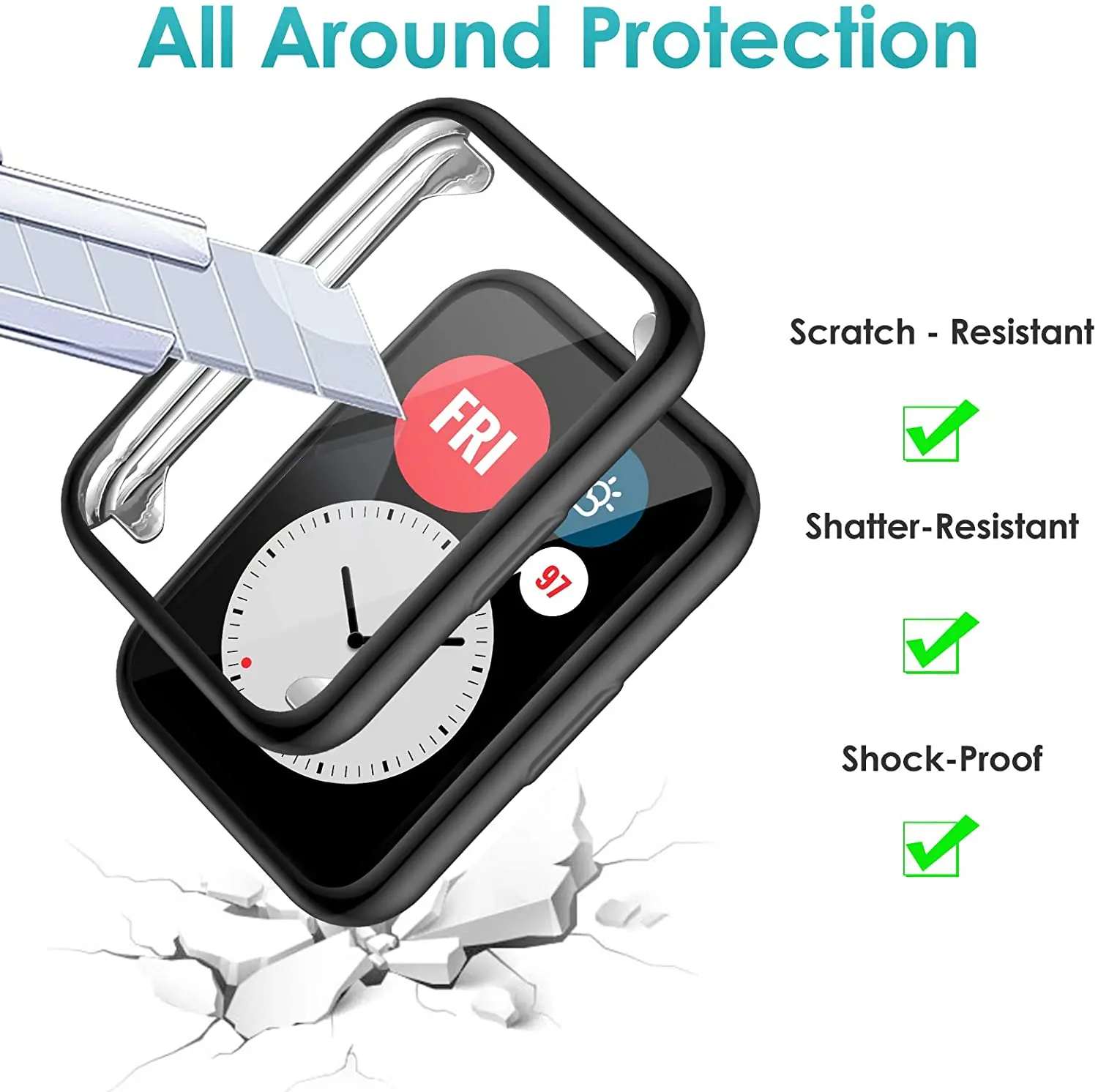 Huawei Watch fit 케이스 용 도금 커버 Smartwatch 액세서리 TPU 범퍼 All-Around Screen Protector Huawei Watch fit watchcase