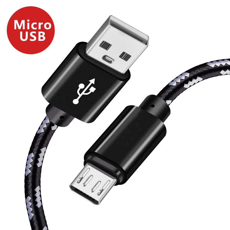 Кабель Micro USB 0,25 м 1 м 2 м 3 м Тип USB C Быстрая Зарядка Кабели для мобильных телефонов зарядное устройство для samsung S9 S10 Xiaomi кабель для планшета - Цвет: Black micro