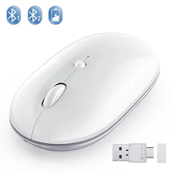 Jelly Comb Rechargeable Bluetooth Mouse Multiple Modes(BT 4.0+ BT 4.0+ USB+ Type-C) Bluetooth Mouse for iPad Laptop MacBook PC