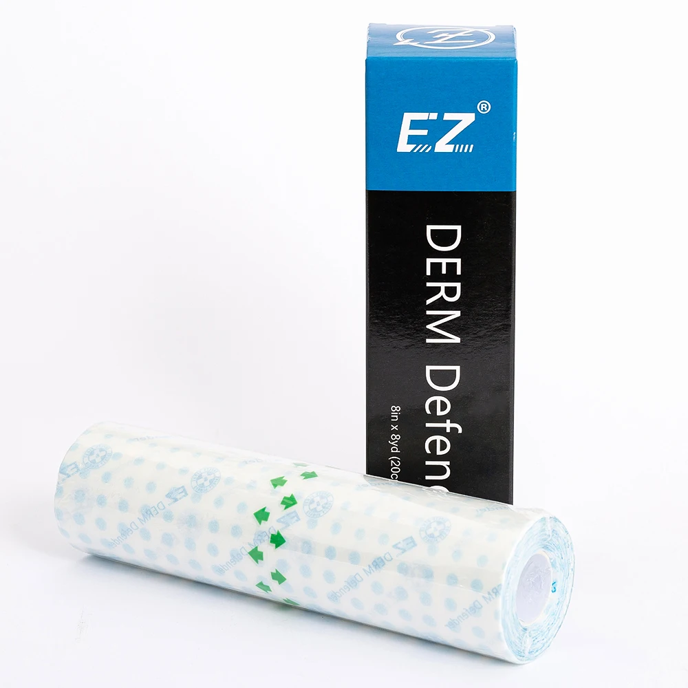 Фото EZ одноразовая водонепроницаемая пленка для тату Derm Defender клей защитный щит после ухода принадлежности 6 В X 10.9yd рулон №1