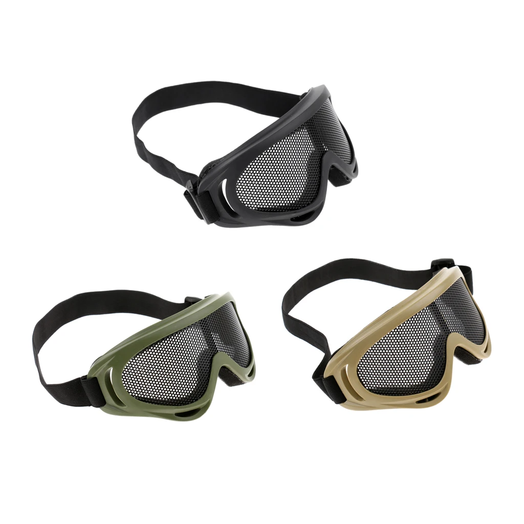 Outdoor Tactical Goggles Mask Safe Steel Mesh Eyewear Eye Protective Glasses for Shooting Hiking Climbing Hunting Military