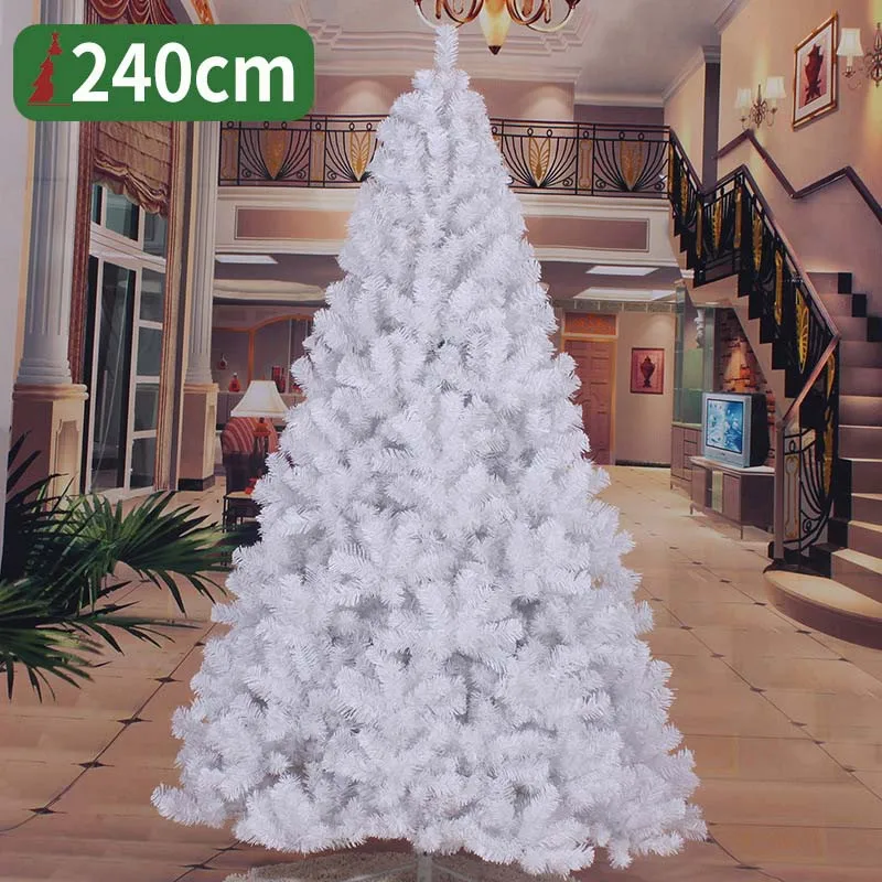 240cm-White 120/150/180/210 см белая Рождественская елка искусственные елки украшения Рождественские украшения для дома Настенный декор большое дерево фон с белым деревом - Цвет: 240cm-White