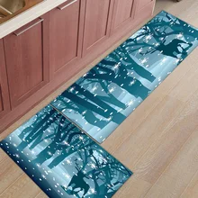 2 шт. Коврики для кухни Лось Снежинка лес силуэт синие рождественские ковры для входного пути ванная комната гостиная двери коврики Hom